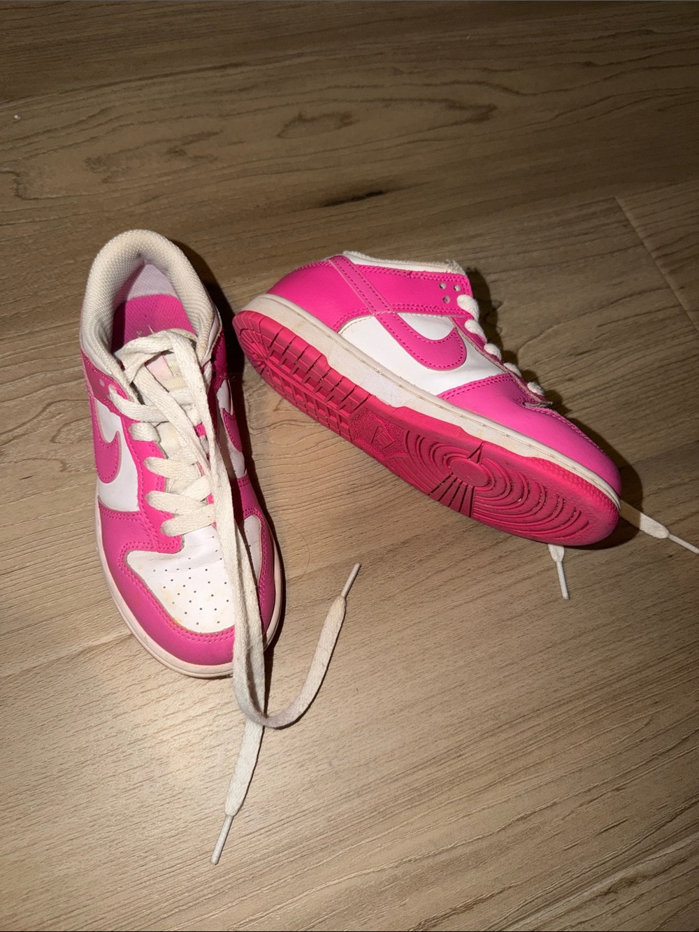 Nike girls Hot Pink and White Low-Top Sneakers